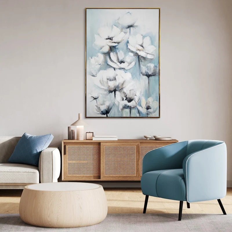Blumenbilder acryl auf leinwand mit rahmen "Blumige Zärtlichkeit"