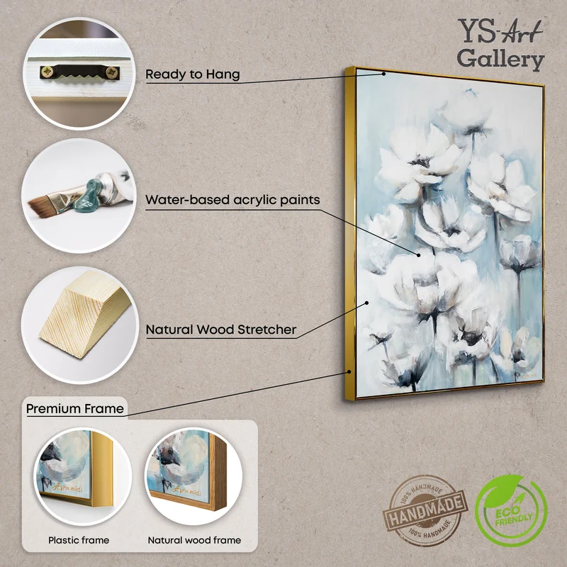 Blumenbilder acryl auf leinwand mit rahmen "Blumige Zärtlichkeit"