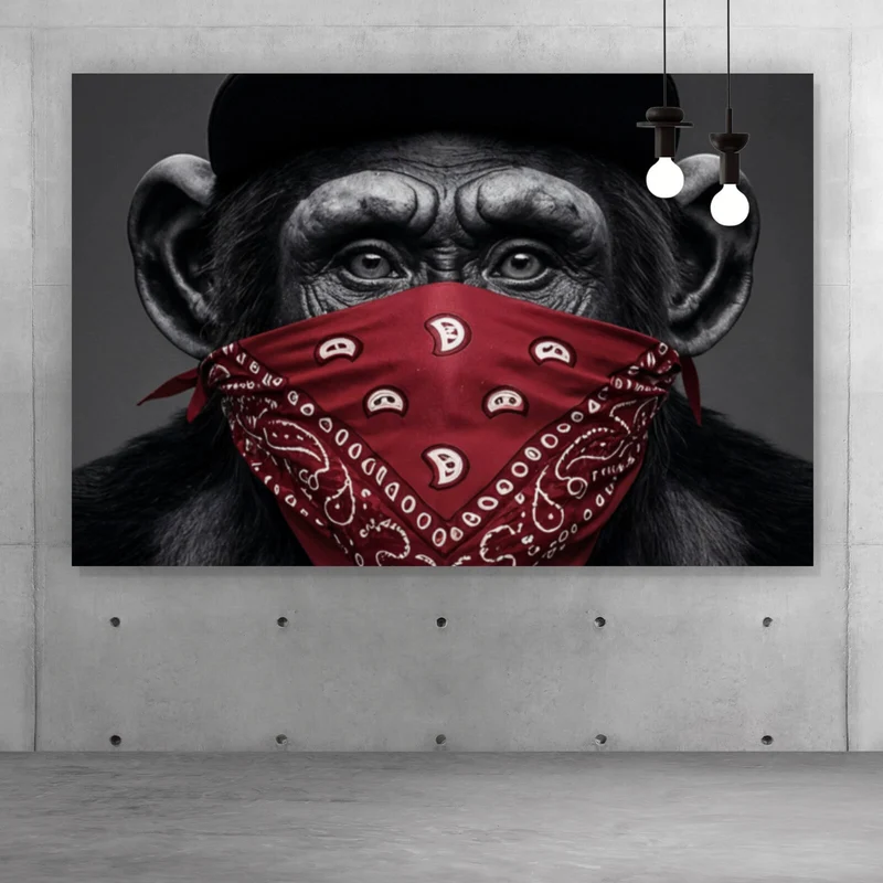 Spannrahmenbild Affenporträt mit Bandana Querformat