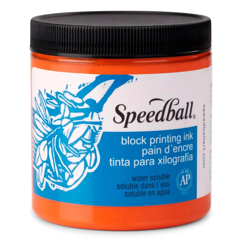 Speedball - Water-Soluble Block Ink 236ml (8oz) - Orange