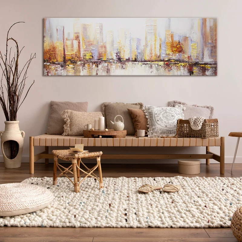 Abstrakte bilder auf leinwand mit Rahmen 150x50cm "Morgen’s in Megapolis"