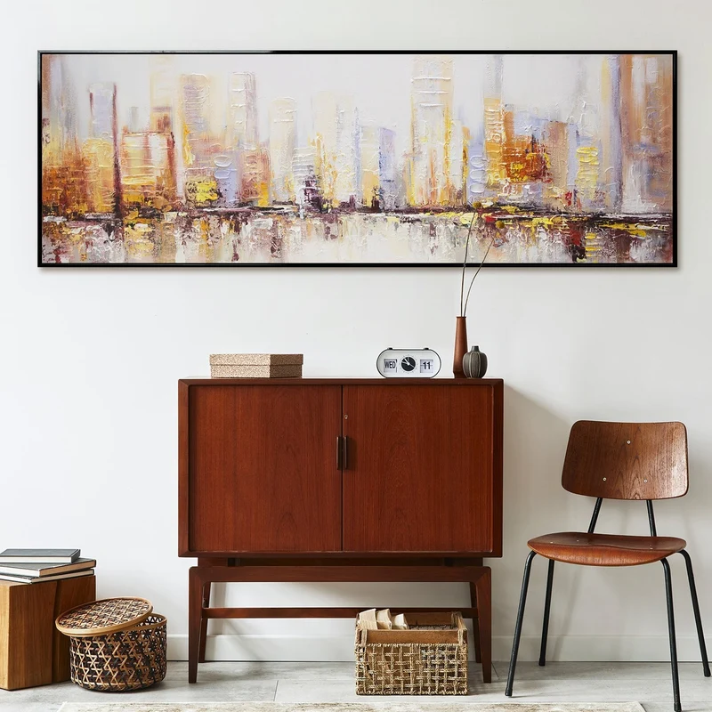 Abstrakte bilder auf leinwand mit Rahmen 150x50cm "Morgen’s in Megapolis"