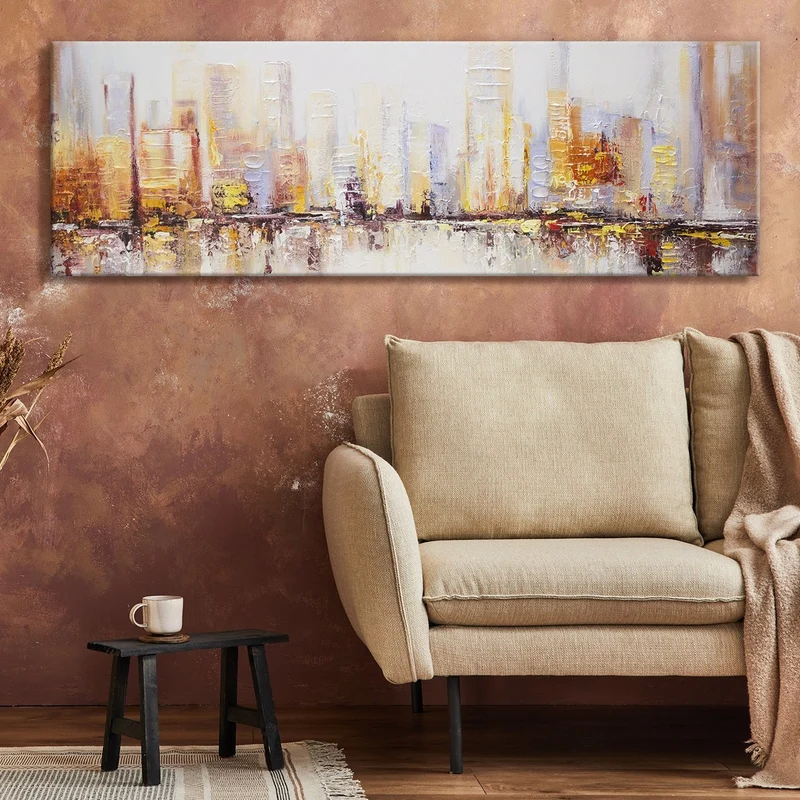 Abstrakte bilder auf leinwand mit Rahmen 150x50cm "Morgen’s in Megapolis"