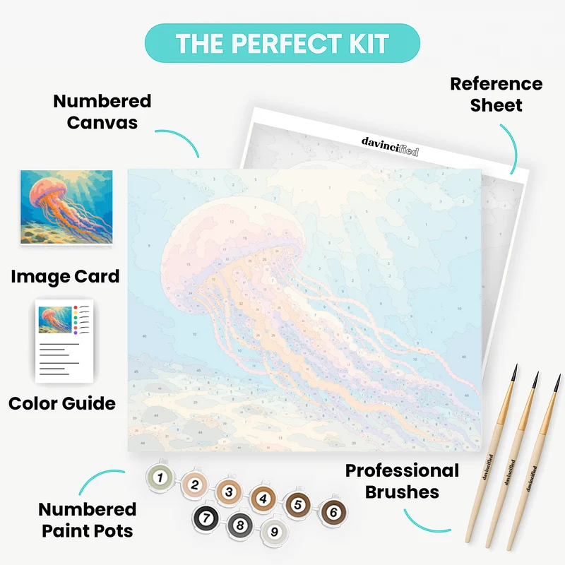 Sunlit Jellyfish Drift - Paint by Numbers Kit