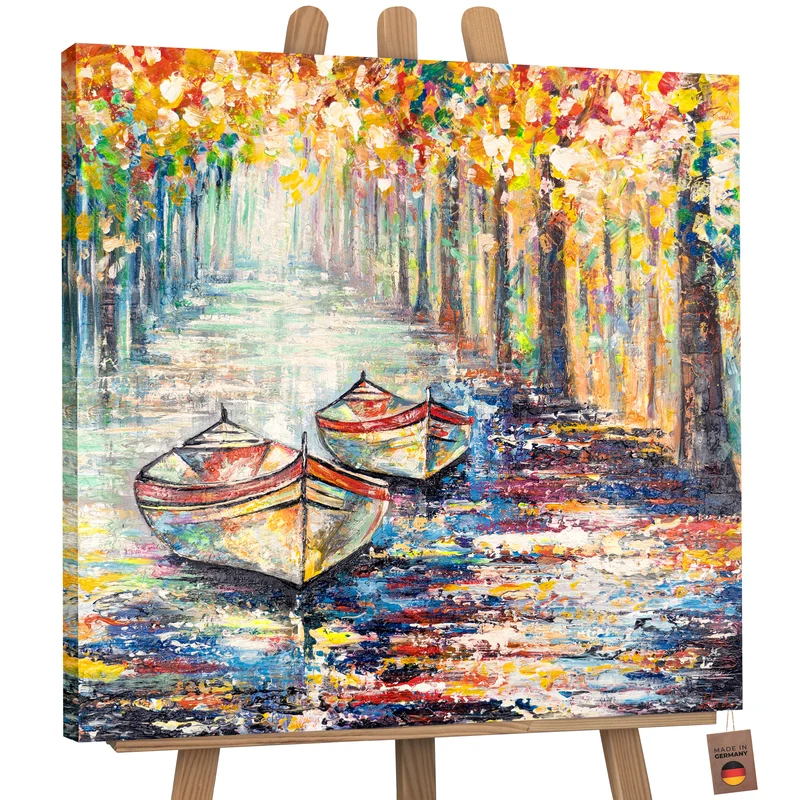 Moderne kunst bilder landschaft "Herbstlicher Anlegeplatz"