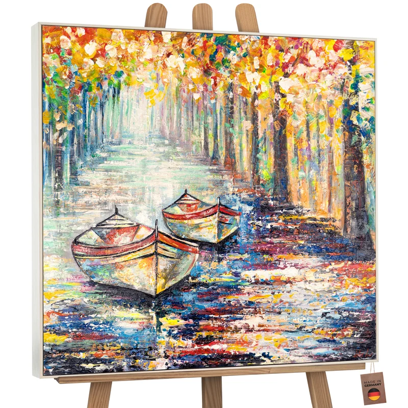 Moderne kunst bilder landschaft "Herbstlicher Anlegeplatz"