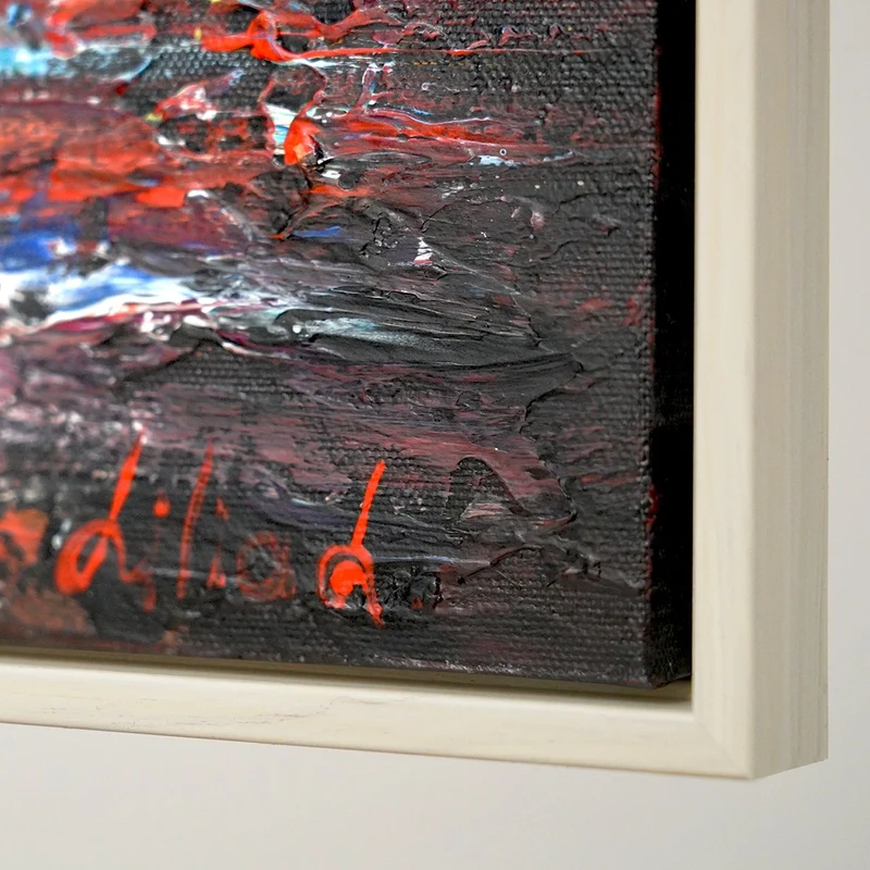 Moderne kunst bilder landschaft "Herbstlicher Anlegeplatz"