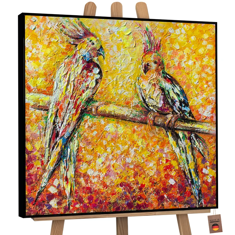 Acrylbild modern handgemalte "Papagei in der Sonne"
