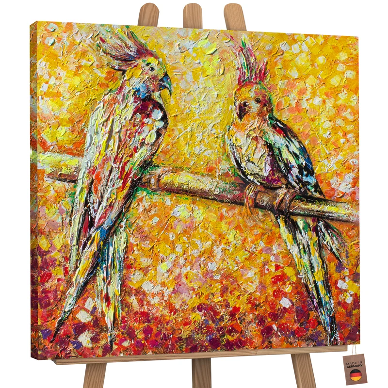 Acrylbild modern handgemalte "Papagei in der Sonne"