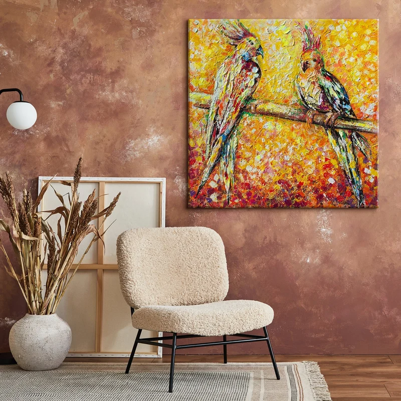 Acrylbild modern handgemalte "Papagei in der Sonne"