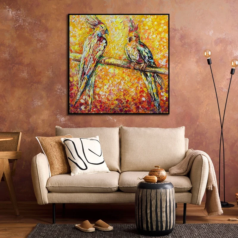 Acrylbild modern handgemalte "Papagei in der Sonne"