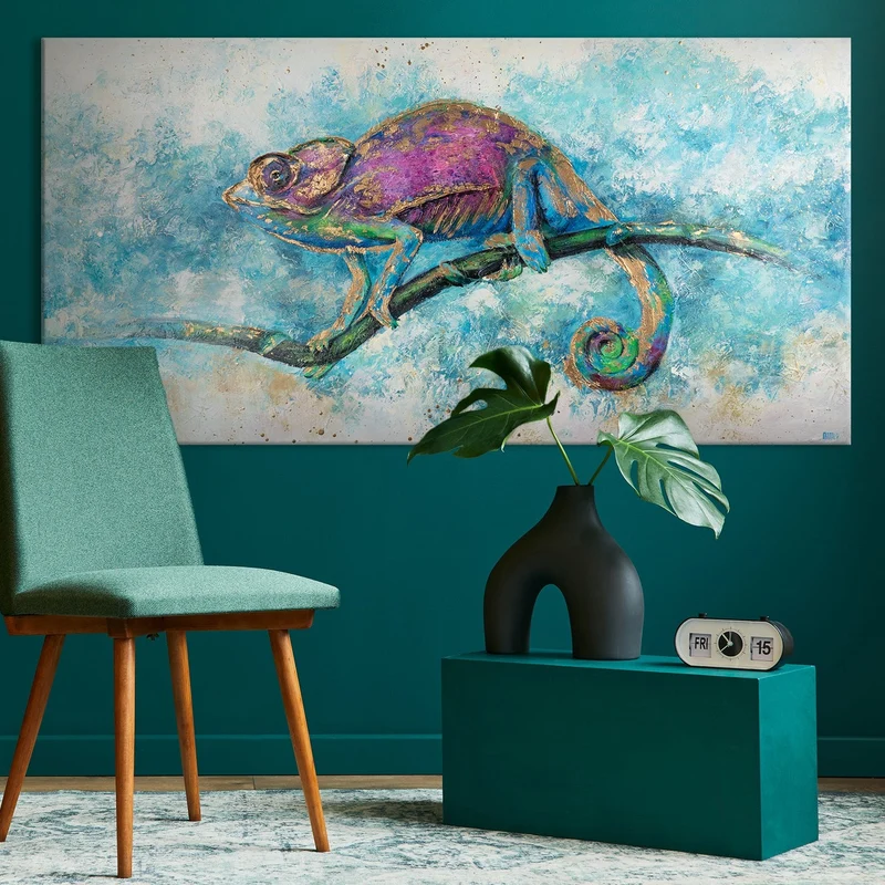 Tiere abstrakt acryl "Leguan"