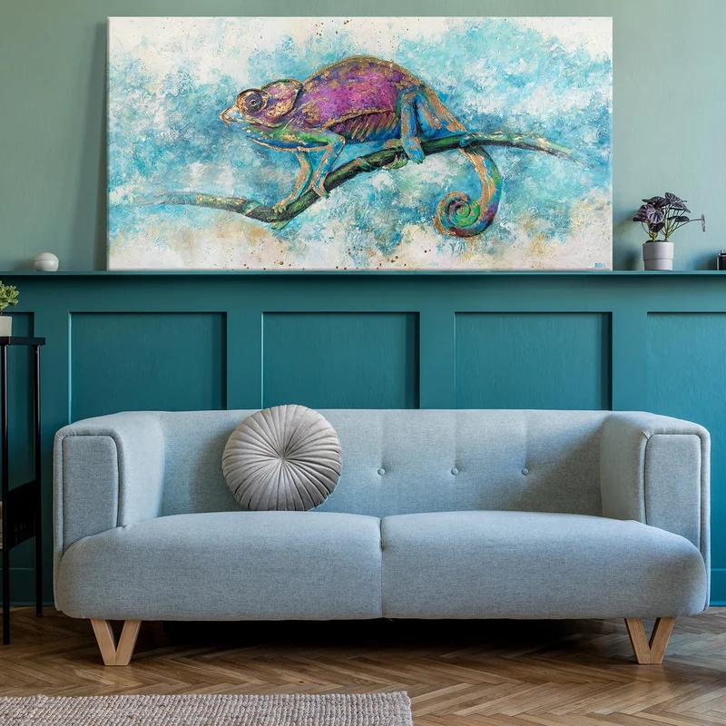 Tiere abstrakt acryl "Leguan"