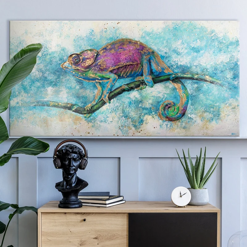 Tiere abstrakt acryl "Leguan"