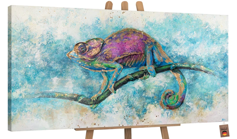 Tiere abstrakt acryl "Leguan"