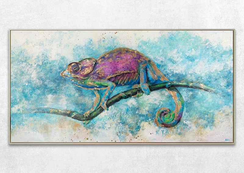 Tiere abstrakt acryl "Leguan"