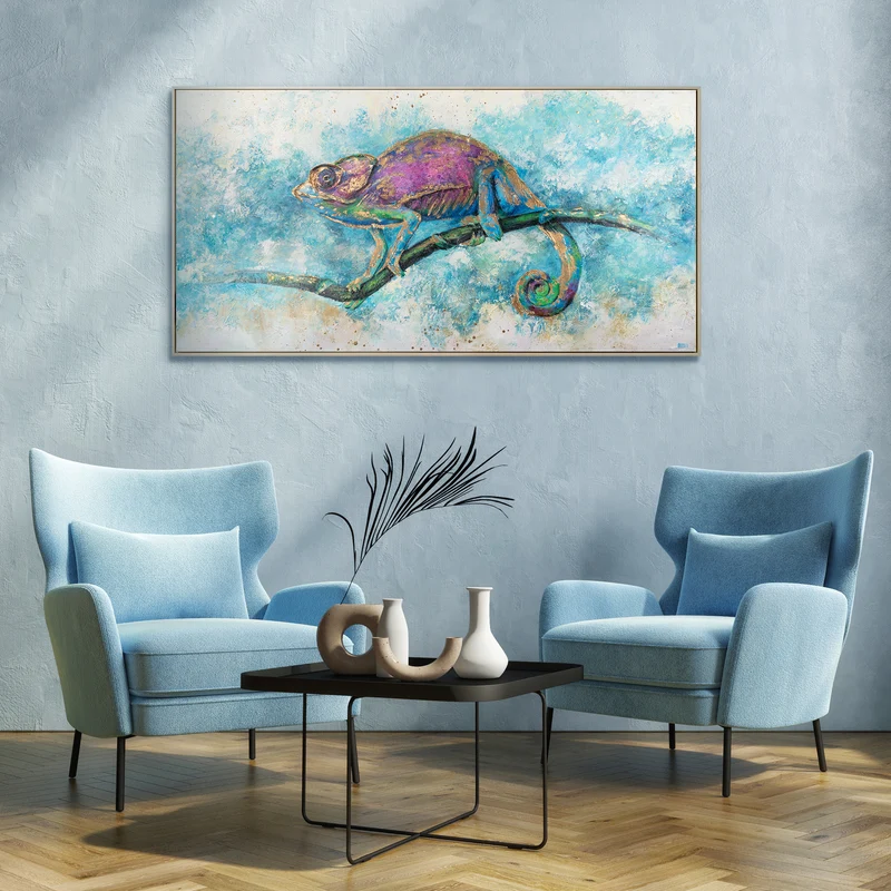 Tiere abstrakt acryl "Leguan"