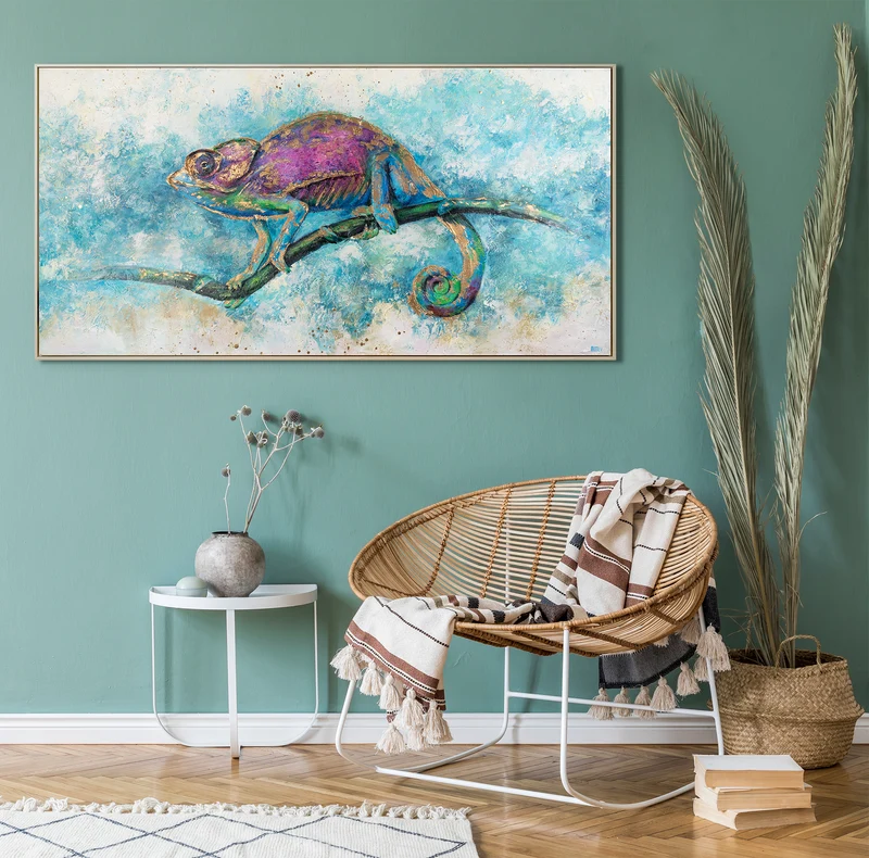 Tiere abstrakt acryl "Leguan"