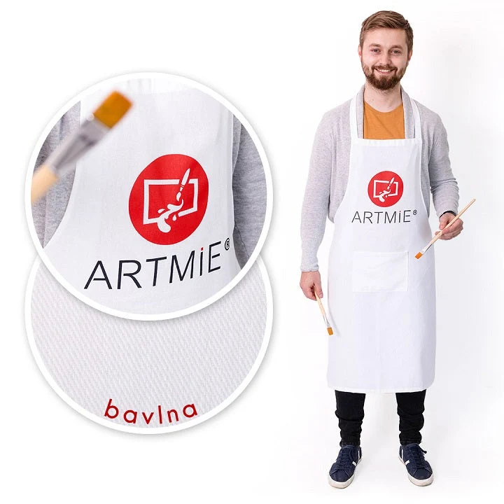 ARTMiE Cotton Apron with Logo, White