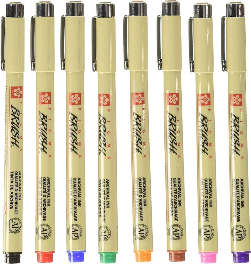 Sakura Pigma Micron Brush Set of 8 Asst Cols.