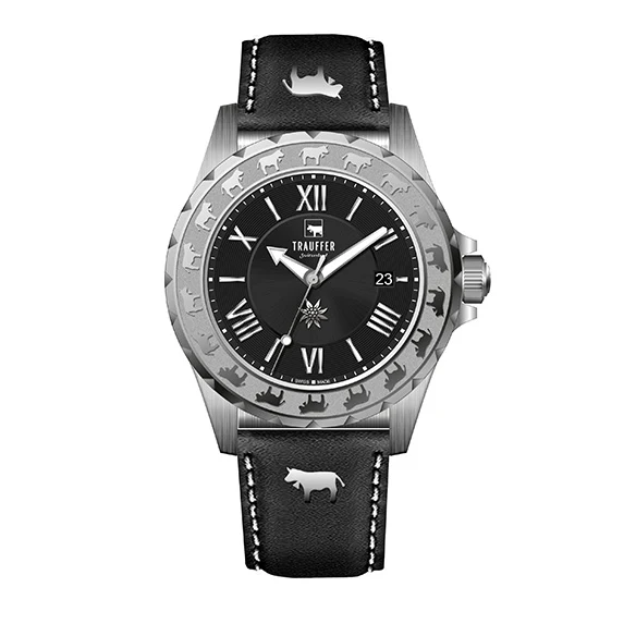 3 Zeiger Uni Schwarz Schwarz 43mm