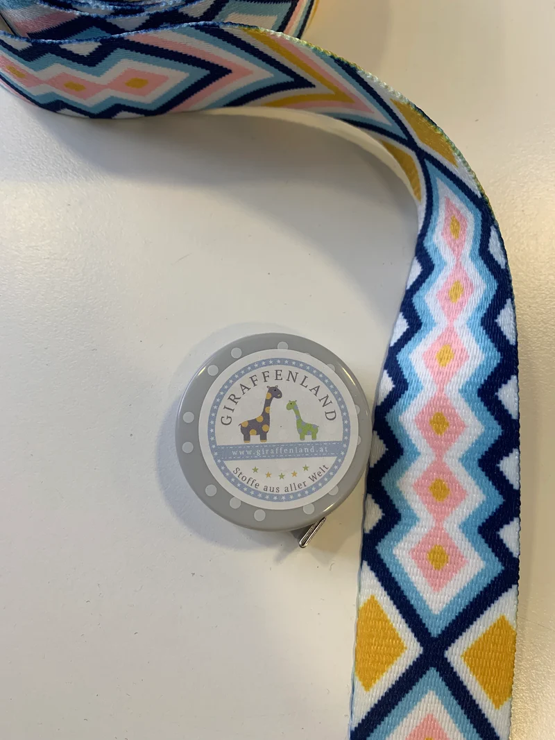 Gurtband buntes Muster gelb, blau, gelb, rosa 4cm