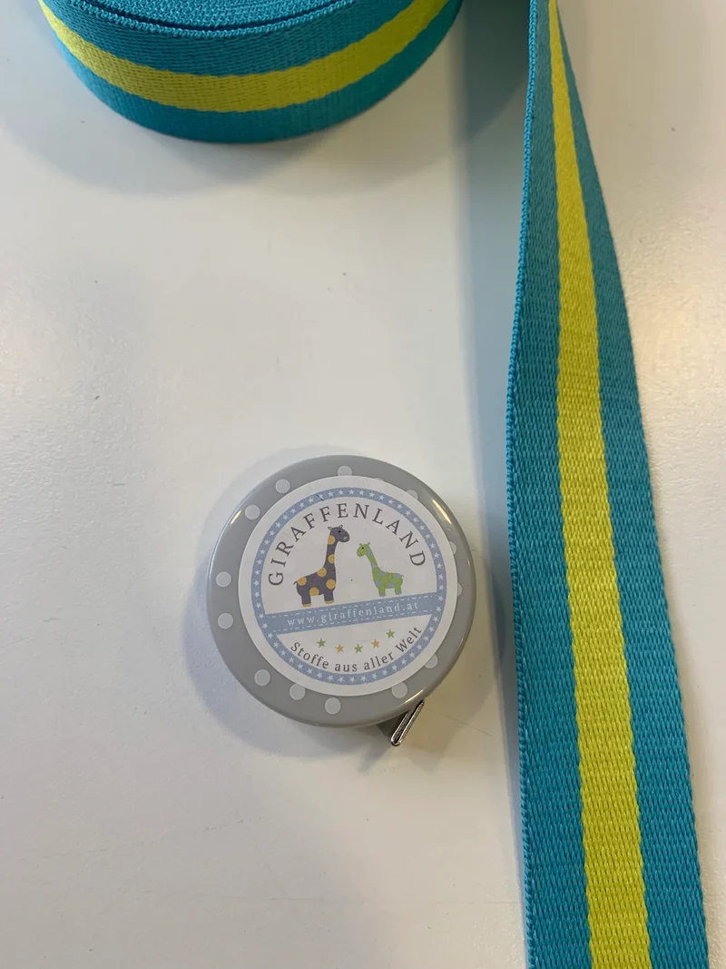 Gurtband Streifen türkis/gelb 4cm