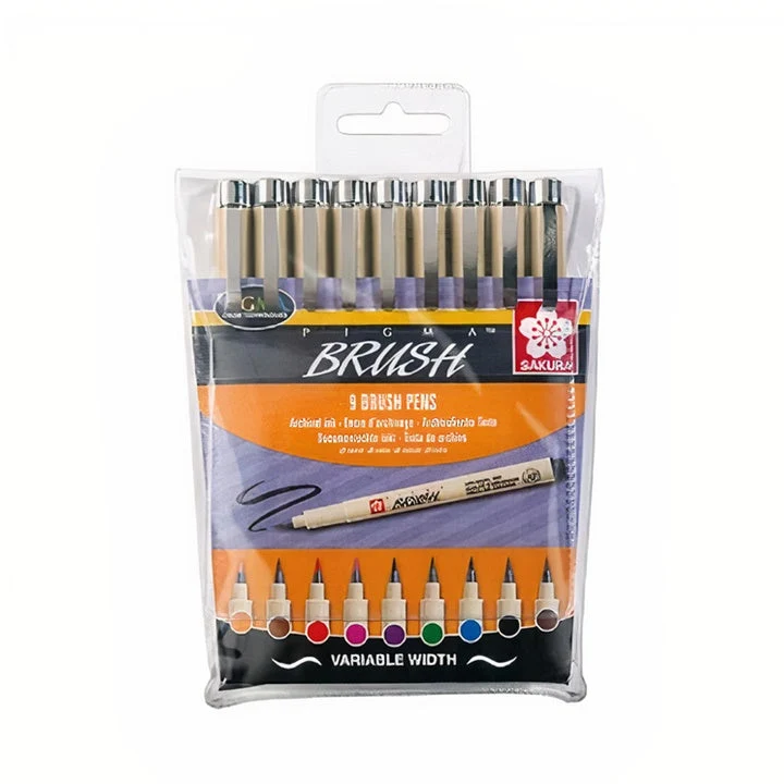 SAKURA Pigma Brush Creative Pen Set, 9-Piece