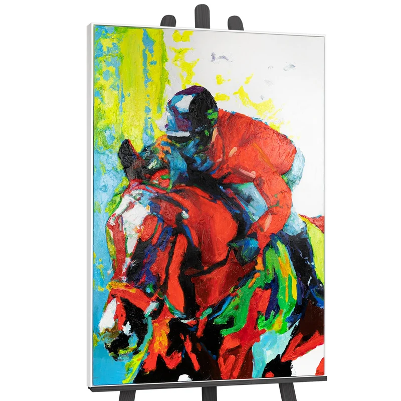 Acrylbilder Modern: Handgemaltes Reiter & Pferd "Flug der Reitkunst"