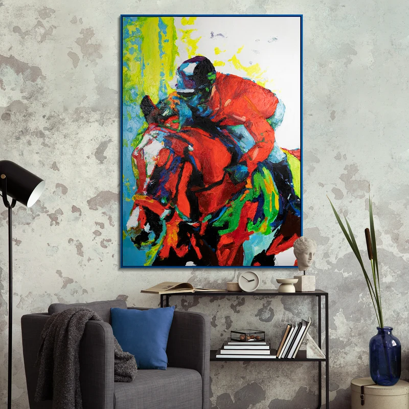 Acrylbilder Modern: Handgemaltes Reiter & Pferd "Flug der Reitkunst"
