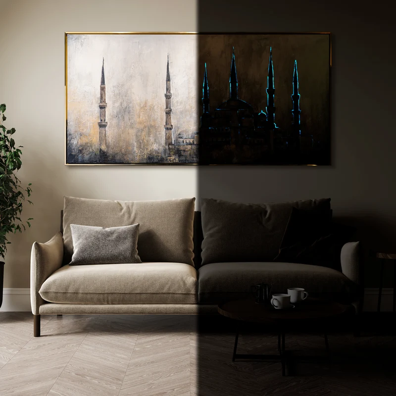 Nachtleuchtende Kunstwerke "Oase des Glaubens"