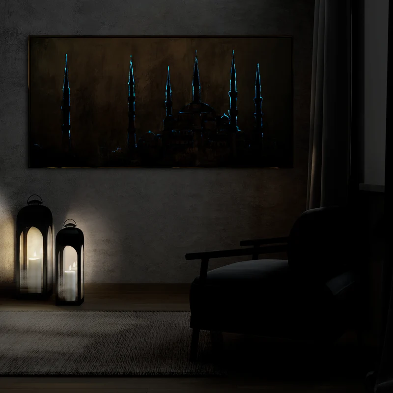 Nachtleuchtende Kunstwerke "Oase des Glaubens"