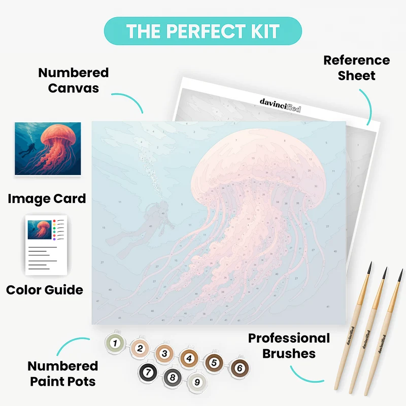Diver and the Giant Jellyfish - Paint by Numbers Kit