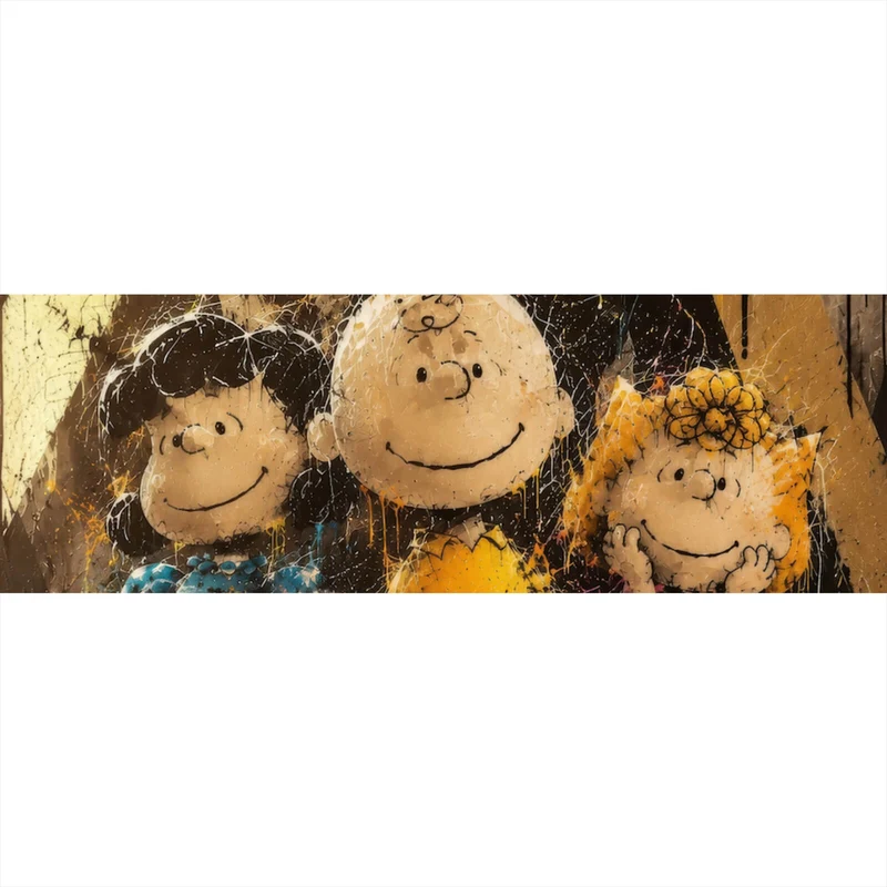 Acrylglasbild Beliebte Cartoon Figuren im Street Art Stil Panorama
