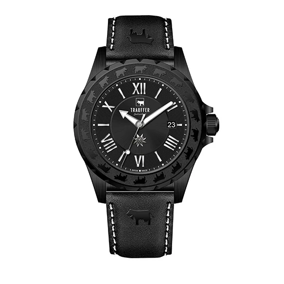Blackcollection Herren Schwarz Schwarz 43mm