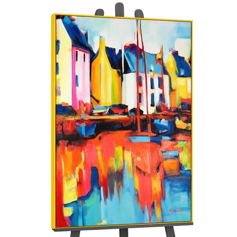 Gemälde mit rahmen "Yachten und Hafen" Originelle wanddeko wohnzimmer