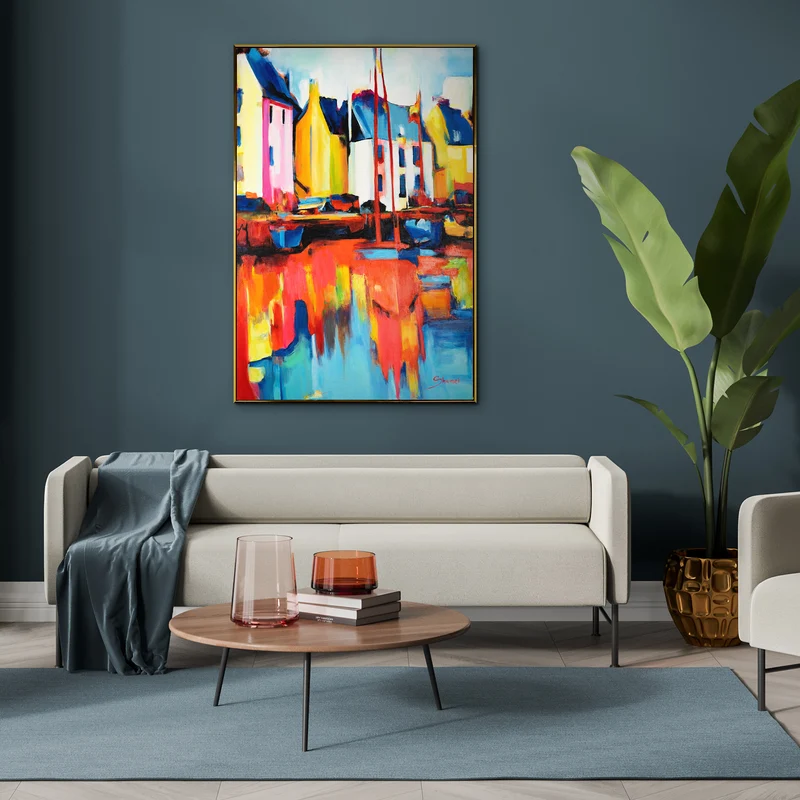 Gemälde mit rahmen "Yachten und Hafen" Originelle wanddeko wohnzimmer