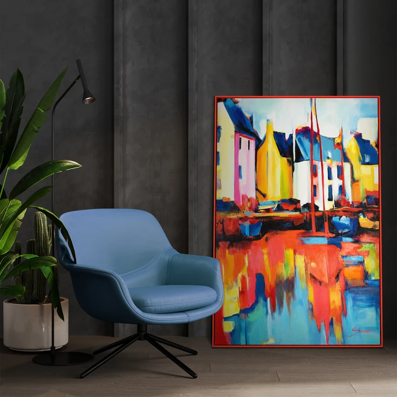 Gemälde mit rahmen "Yachten und Hafen" Originelle wanddeko wohnzimmer