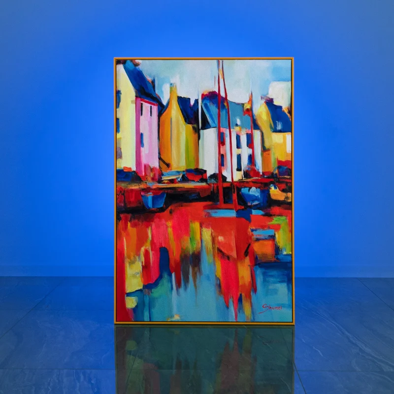 Gemälde mit rahmen "Yachten und Hafen" Originelle wanddeko wohnzimmer