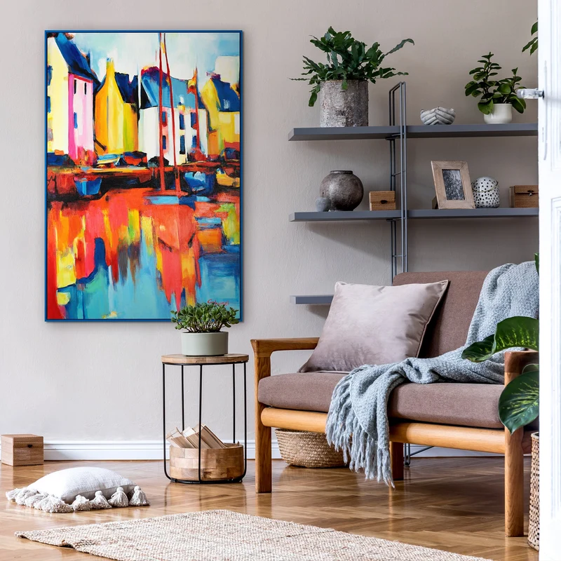 Gemälde mit rahmen "Yachten und Hafen" Originelle wanddeko wohnzimmer