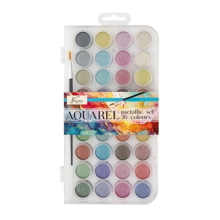 Nassau Metallic Watercolor Set, 36 pcs + Brush