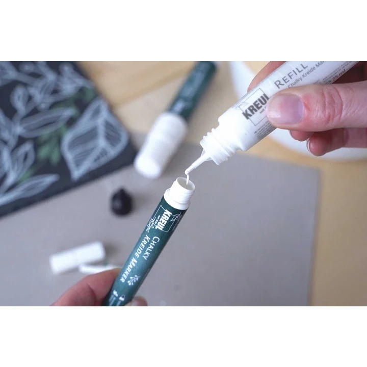 KREUL White Chalk Marker with Refill Accessories, Set of 6