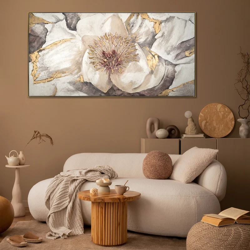 Handgemalte blumenbilder acryl auf leinwand "Malve"