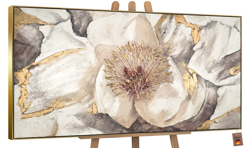 Handgemalte blumenbilder acryl auf leinwand "Malve"