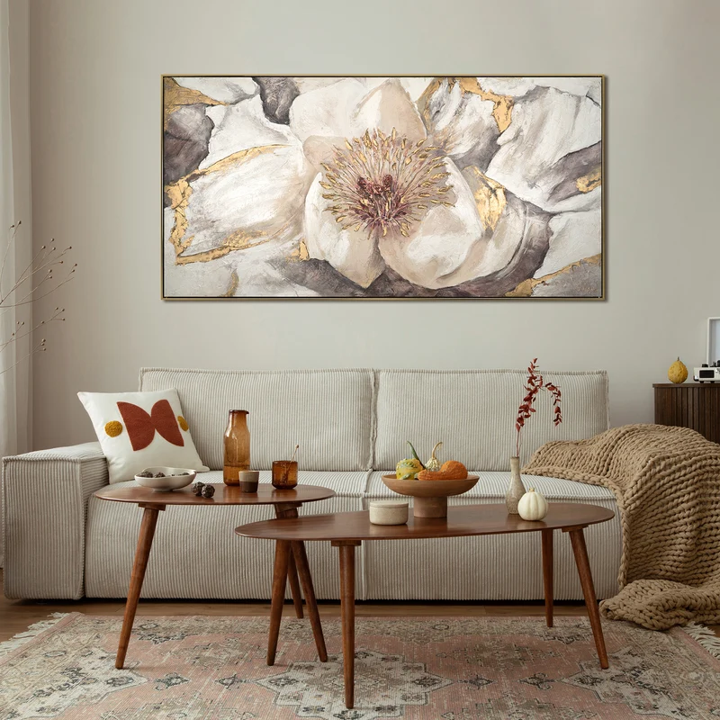 Handgemalte blumenbilder acryl auf leinwand "Malve"