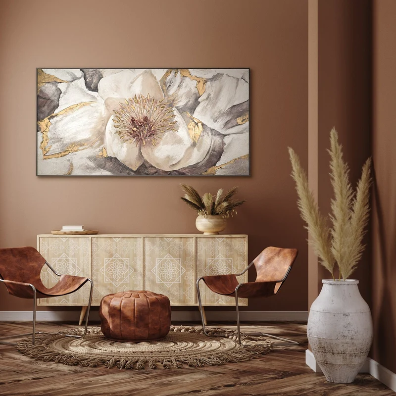 Handgemalte blumenbilder acryl auf leinwand "Malve"