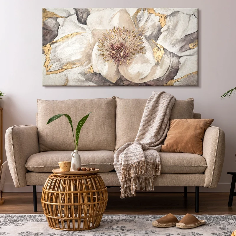 Handgemalte blumenbilder acryl auf leinwand "Malve"