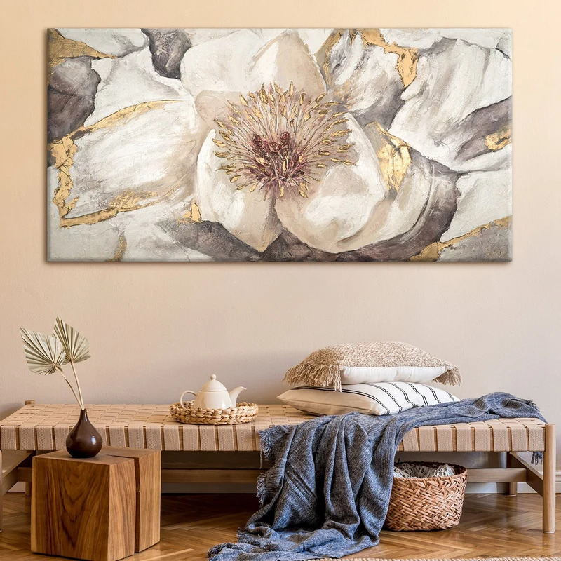 Handgemalte blumenbilder acryl auf leinwand "Malve"