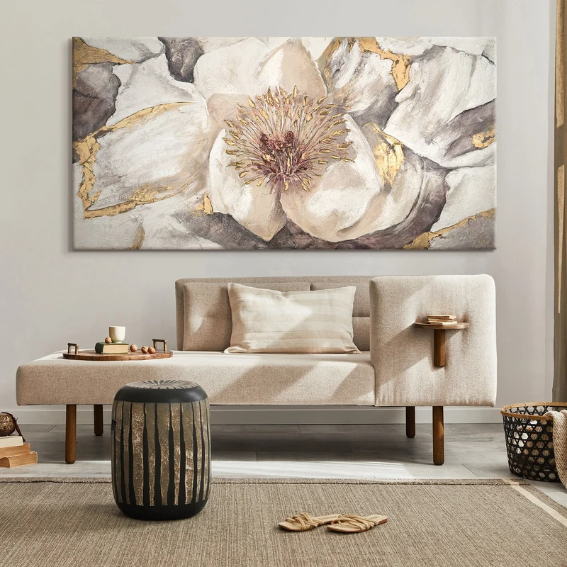 Handgemalte blumenbilder acryl auf leinwand "Malve"