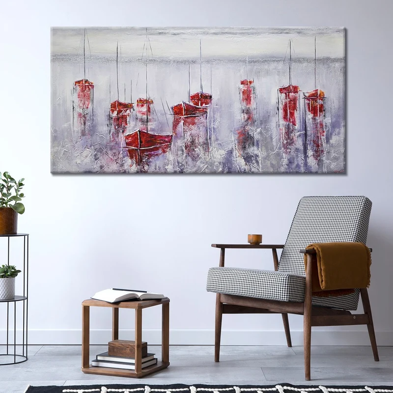 Landschaft malen acryl handgemalt "Stiller Hafen"